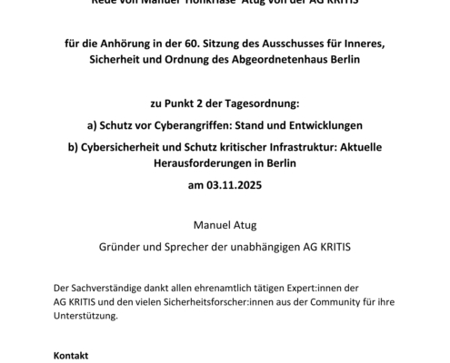 Screenshot vom Deckblatt der Rede von HonkHase